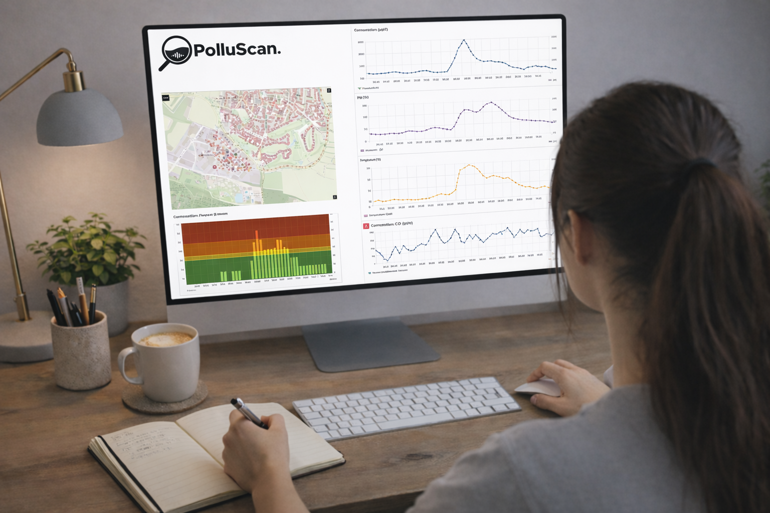 Interface de monitoring PolluScan sur ordinateur